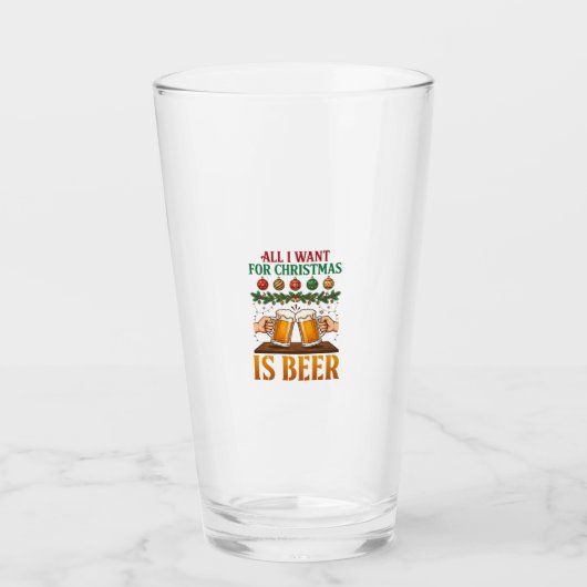 Alles was Weihnachten will, ist Bier Toasting Mugs Glas (Vorderseite)