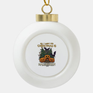 Alles was Weihnachten will ist Halloween Kürbisse Keramik Kugel-Ornament
