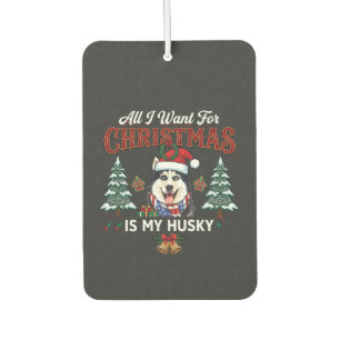 Alles was Weihnachten will ist Husky-Hund im Weihn Autolufterfrischer