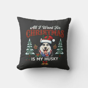 Alles was Weihnachten will ist Husky-Hund im Weihn Kissen