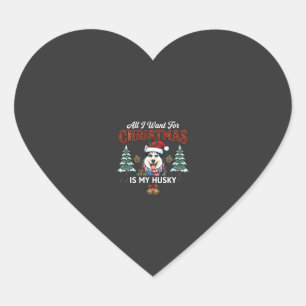 Alles was Weihnachten will ist Husky-Hund-Santa-Hu Herz-Aufkleber