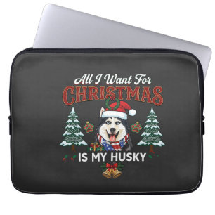 Alles was Weihnachten will ist Husky-Hund-Santa-Hu Laptopschutzhülle