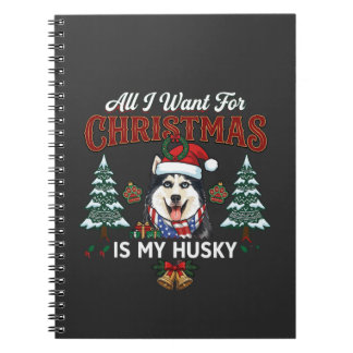Alles was Weihnachten will ist Husky-Hund-Santa-Hu Notizblock