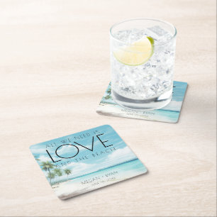 Alles was wir brauchen ist Liebe Beach Wedding Rechteckiger Pappuntersetzer