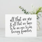 Alles, was wir schwarz und weiß sind Hochzeitszeic Einladung (Stehend Vorderseite)