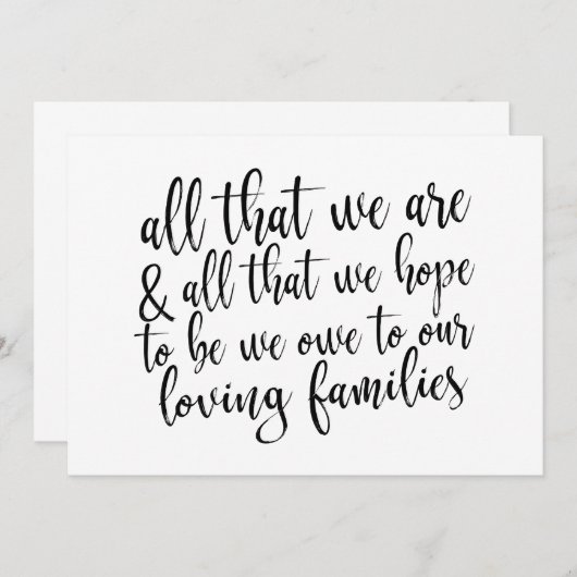 Alles, was wir schwarz und weiß sind Hochzeitszeic Einladung (Vorne/Hinten)