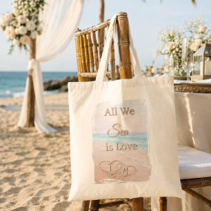Alles was wir sehen ist Liebe Strand Herzen Sand M Tragetasche