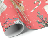 Alles Weihnachts Rentier Coral Red Geschenkpapier (Rolleneckpunkt)