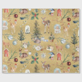 Alles Weihnachts Rentier Gold Ripple Geschenkpapier (Flach)