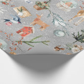 Alles Weihnachts-Rentier schimmert Silber Geschenkpapier (Ecke)