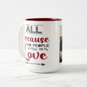 Alles, weil zwei Menschen in Liebe gefallen sind Zweifarbige Tasse (Vorderseite Links)