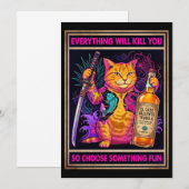 Alles-wird-dich-töten-Katze-Postkarte Einladung (Vorne/Hinten)