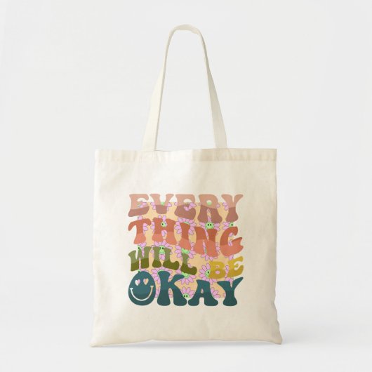 Alles wird gut florale Wavy Buchstaben Sommer Tragetasche (Vorne)