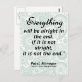 Alles wird in Ordnung sein am Ende Postkarte (Vorne/Hinten)