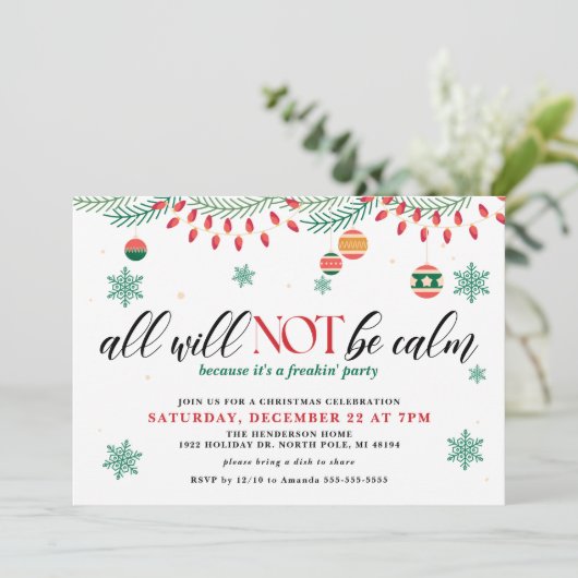Alles wird kein ruhiges sonniges Weihnachtsfest se Einladung (Stehend Vorderseite)