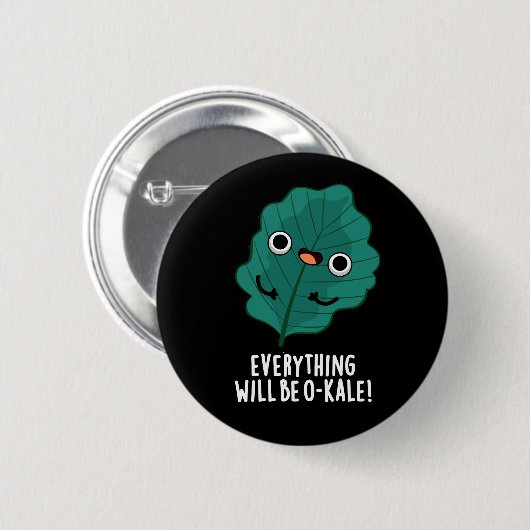 Alles wird O-kale Funny Veggie Pun Dark BG Button (Vorne & Hinten)