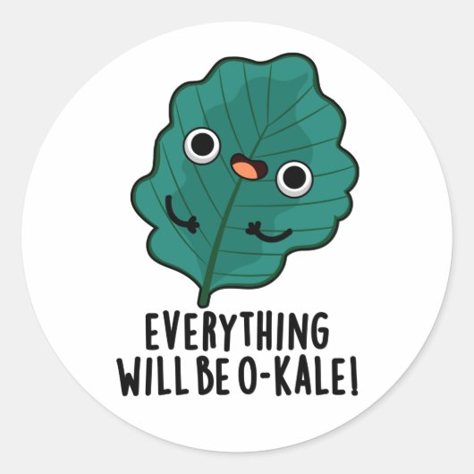 Alles wird O-kale Funny Veggie Pun Runder Aufkleber (Vorderseite)