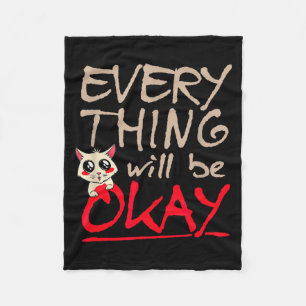 Alles wird okay lustige Katze motivierender Spruch Fleecedecke