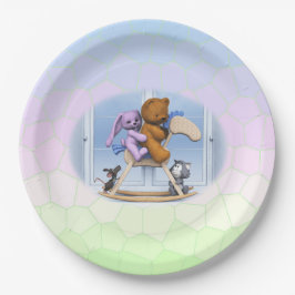 Alles zusammen auf dem Roktierpferd Pappteller