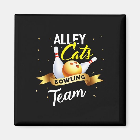 Alley Cat Bowling Shirt Funny Bowler Bowling Magnet (Vorne)