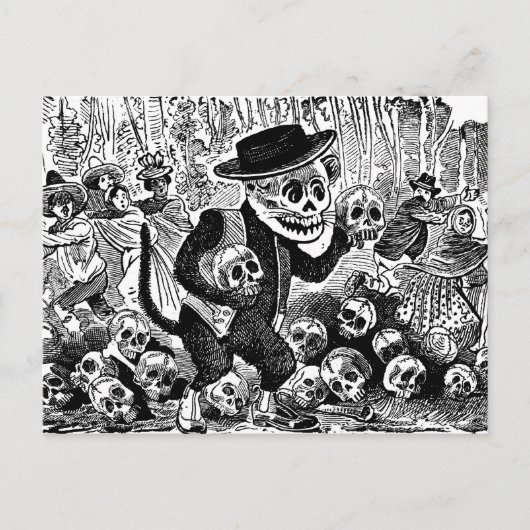 Alley Cat Calavera c. Anfang des 19. Jahrhunderts Postkarte (Vorderseite)