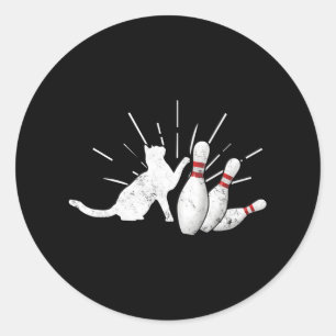 Alley Cat Tipping Buttone lustiger Bowling Runder Aufkleber