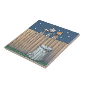 Alley Cats auf einem Zaun Keramik Tile Fliese (Seite)