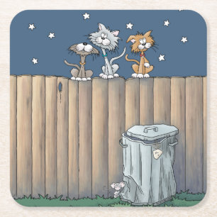 Alley Cats auf einem Zaunpapier-Untersetzer Rechteckiger Pappuntersetzer