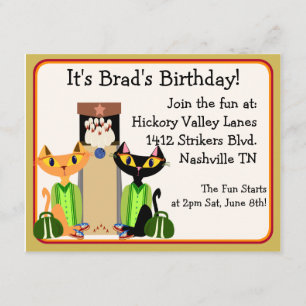 Alley Cats Bowling Party Einladung