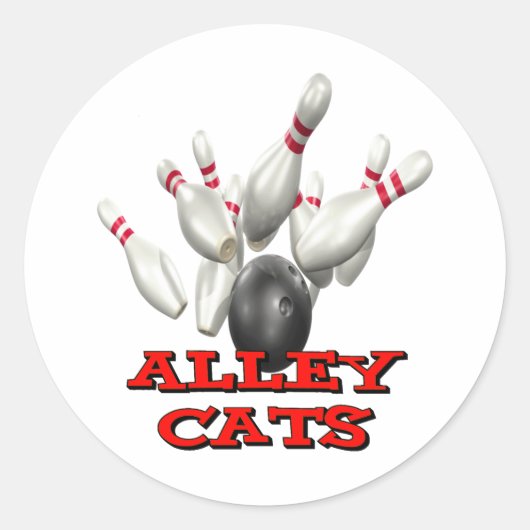 Alley Cats Bowling Runder Aufkleber (Vorderseite)