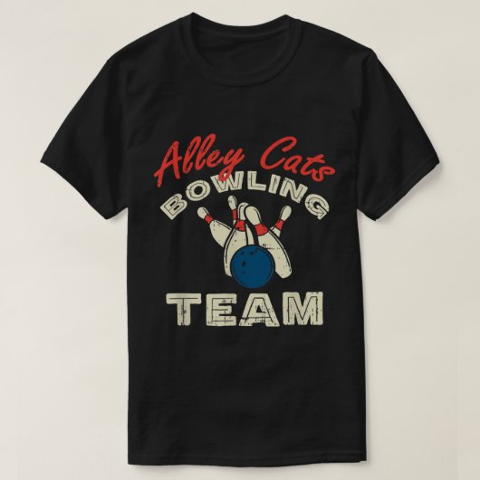Alley Cats Bowling Team I Funny 10 Button Gutter B T-Shirt (Design vorne)