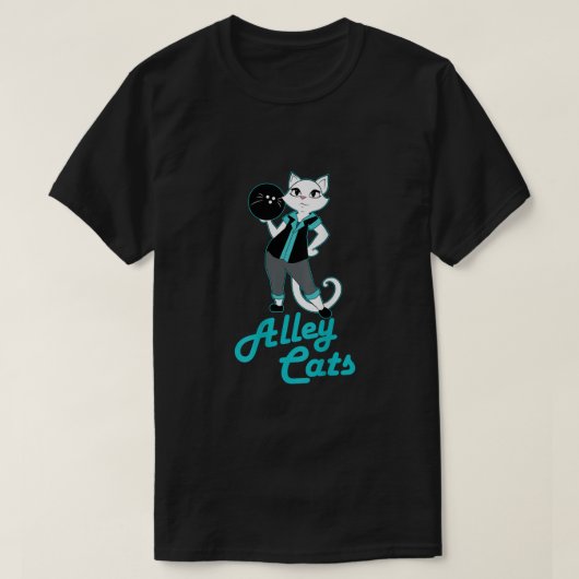 Alley Cats Bowling Team Ladys Backside Print T-Shirt (Design vorne)