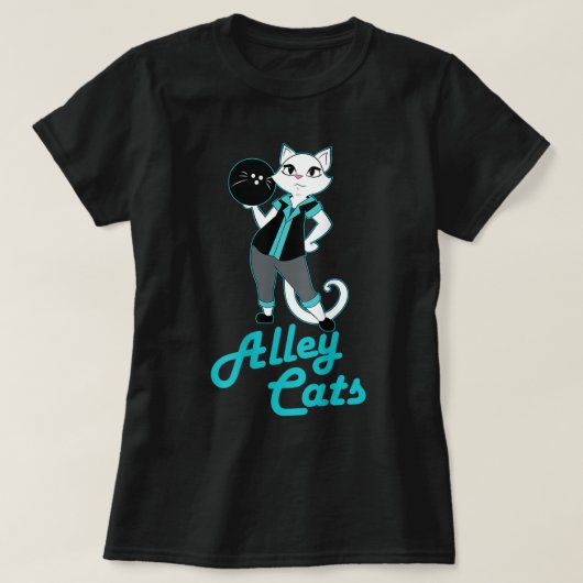 Alley Cats Bowling Team Ladys Backside Print T-Shirt (Design vorne)