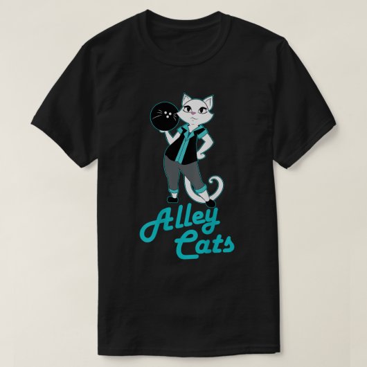 Alley Cats Bowling Team Ladys Backside Print T-Shirt (Design vorne)