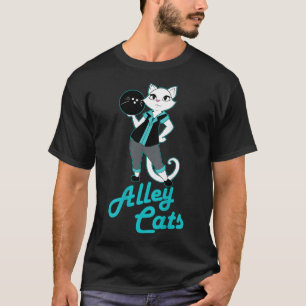 Alley Cats Bowling Team Ladys Backside Print T-Shirt