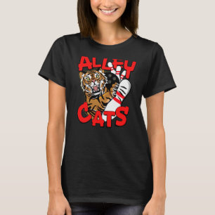 Alley Cats Bowling Team Tiger Krallt Pin Rückseite T-Shirt