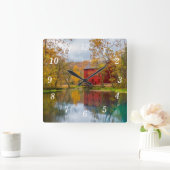 Alley Mill and Spring Wall Clock Quadratische Wanduhr (Zuhause)