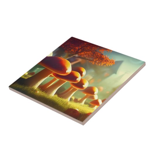 Alley von niedlichen Pilzen farbenfrohe magische L Fliese (Seite)