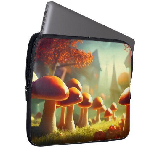 Alley von niedlichen Pilzen farbenfrohe magische L Laptopschutzhülle (Vorne Rechts)