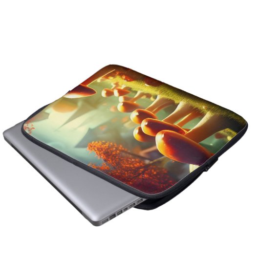 Alley von niedlichen Pilzen farbenfrohe magische L Laptopschutzhülle (Vorne Knopf)