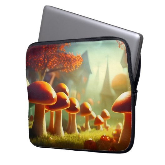 Alley von niedlichen Pilzen farbenfrohe magische L Laptopschutzhülle (Vorderseite Links)