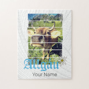 Allgäu Alpen Vintage Kuh Bayern Deutschland Souven Puzzle