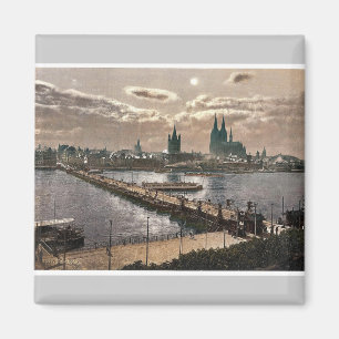 Allgemeine Ansicht, bei Mondlicht, Köln, der Rhein Magnet