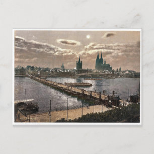 Allgemeine Ansicht, bei Mondlicht, Köln, der Rhein Postkarte
