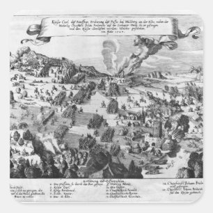 Allgemeine Ansicht des Kampfes von Muhlberg Quadratischer Aufkleber