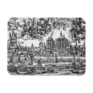 Allgemeine Ansicht von Köln, 1531 (Stich) (b/w ph Magnet