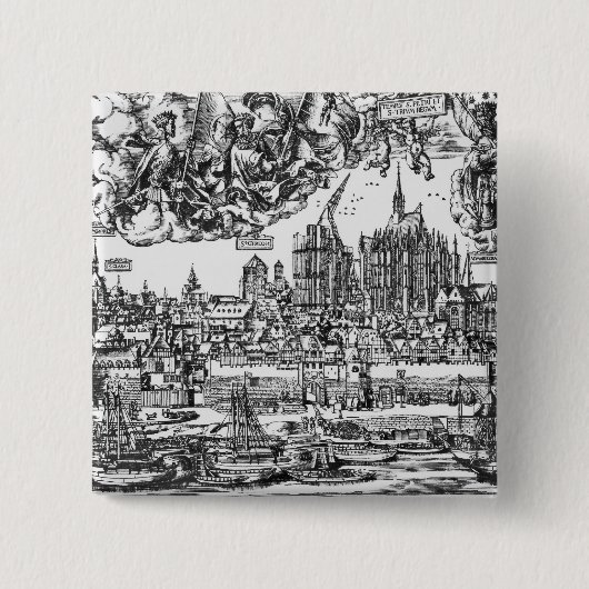 Allgemeine Ansicht von Köln, 1531 (Stich) (b/w pho Button (Vorderseite)