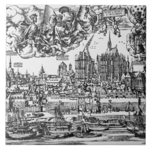 Allgemeine Ansicht von Köln, 1531 (Stich) (b/w pho Fliese