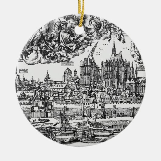 Allgemeine Ansicht von Köln, 1531 (Stich) (b/w pho Keramikornament (Vorne)