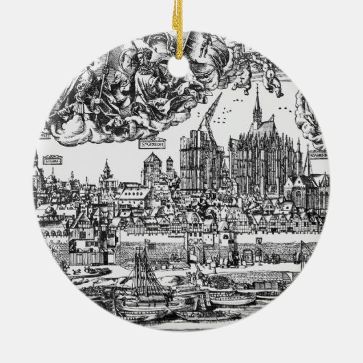 Allgemeine Ansicht von Köln, 1531 (Stich) (b/w pho Keramikornament (Hinten)
